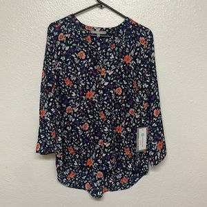 NWT blue blouse with floral print